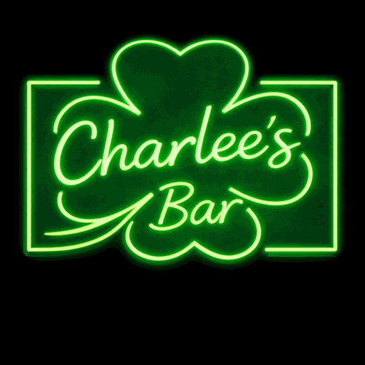 Charlee's Bar shamrock neon sign logo